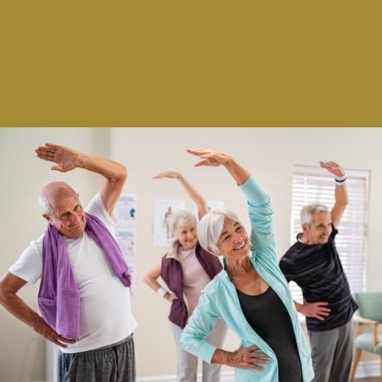 a group of people doing exercises