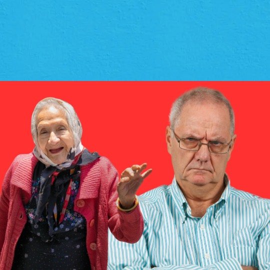 Dois idosos, um alegre outro triste