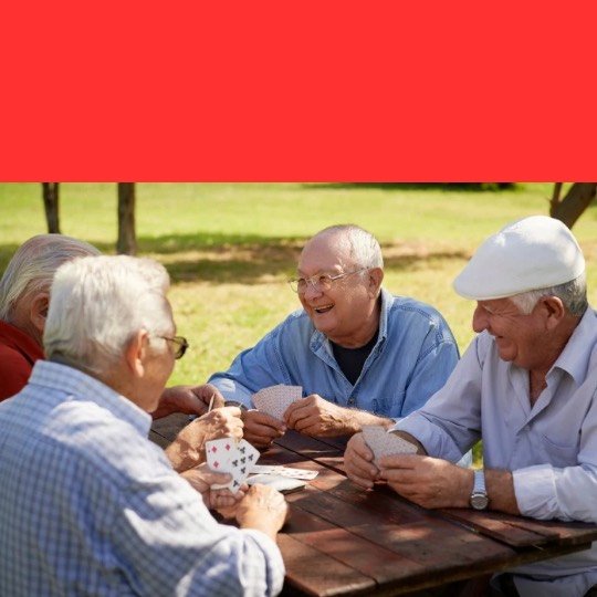 Grupo de idosos se divertindo sentados à mesa