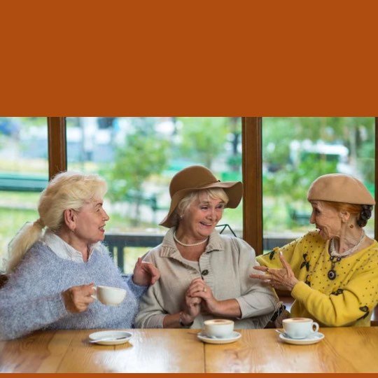 Grupo de idosas sentadas conversando