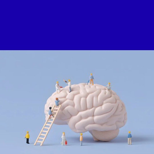 Imagem ilustrando cérebro sendo trabalhado por idosos